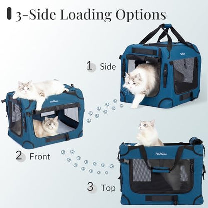 Extra Large Cat Carrier for 2 Cats, Collapsible Soft Sided Pet XL Crate for - Image 4