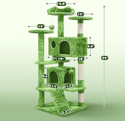 Yaheetech 54in Cat Tree Tower, 2 Caves, Kitten-Ear Perch & Scratching Posts - Image 6