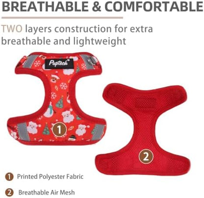 PUPTECK Christmas Dog Harness and Leash Set Small Sized, Step in No Pull - Image 2