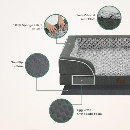 Waterproof Orthopedic Dog Bed for Medium Dogs, Dark Grey - Image 6