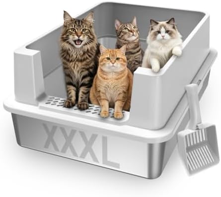 AIPERRO Extra Large Stainless Steel Litter Box by AIPERRO
