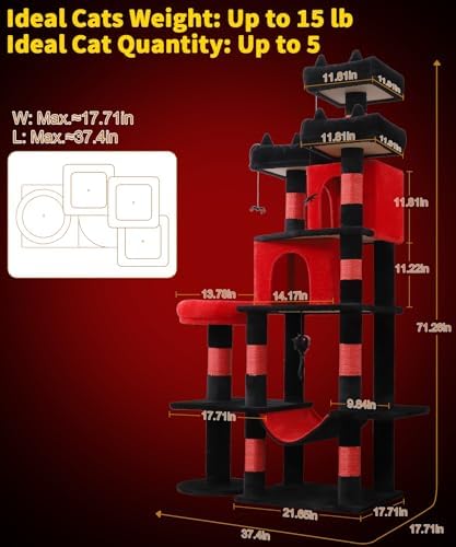 Gothic Cat Tree, 71 Inch Heavy Duty Cat Trees - Image 2