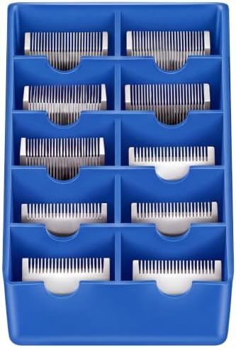 1 Pack Blue Clipper Blade Holder 10 Slot Clipper Razor Blade Rack Storage Tray by Yiyiring