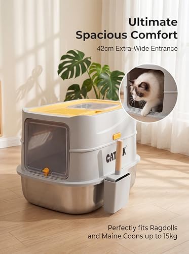 XL Enclosed Stainless Steel Litter Box - Image 3