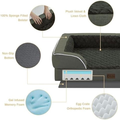 Orthopedic Dog Bed for Extra Large Dogs, Dark Green - Image 6