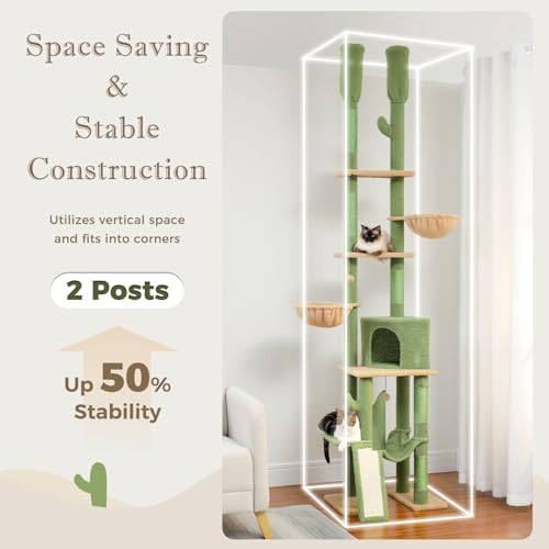 PAWZ Road Adjustable Cactus Cat Tree 85–112" 7-Tier Floor-to-Ceiling Tower - Image 3