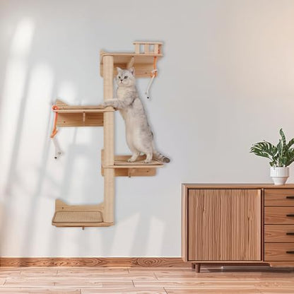 KVIDA Solid Pine Wood Cat Tree for Indoor Cats - Image 6