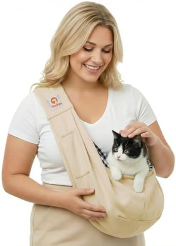 Tomkas Small Dog Cat Sling Carrier Puppy Purse Travel Wrap Soft Crossbody Pet by TomkasFORTHELOVEOFPALS