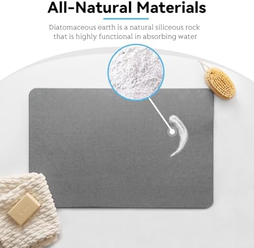 Stone Bath Mat, Dries Quickly, Non-Slip Diatomaceous Earth Bath Mats - Image 6