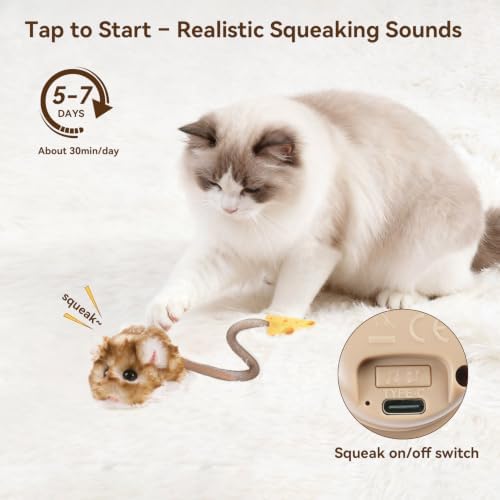 Migipaws Interactive MigiMouse Cat Toy 360° Rolling & Spin - Image 3