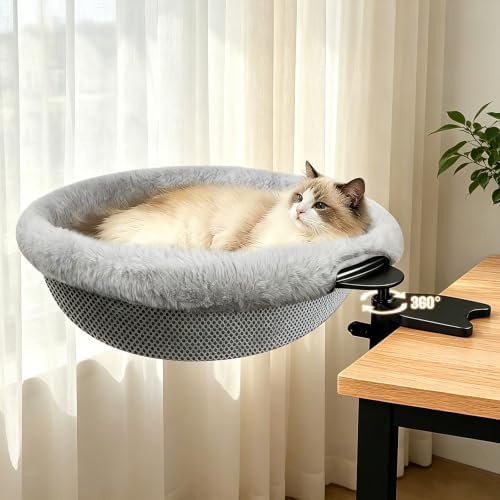 IPOW Heavy Duty 360°Rotating Cat Desk Bed Semi-Circular Cat Bed Hold Up to 40lb by IPOW