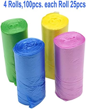 4 GALLON Bathroom Trash Bags, 4 Rolls/100 Counts Small HANDLES Garbage Bags - Image 2