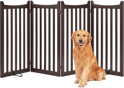 Yaheetech 36in 4-Panel Wooden Freestanding Pet Gate by Yaheetech