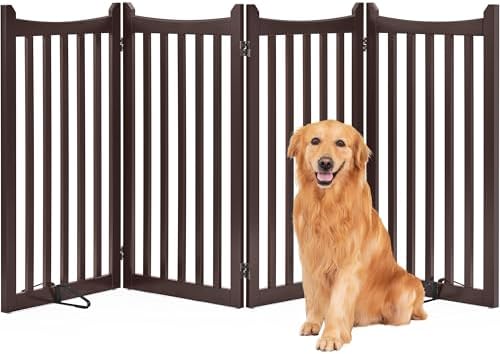 Yaheetech 36in 4-Panel Wooden Freestanding Pet Gate by Yaheetech