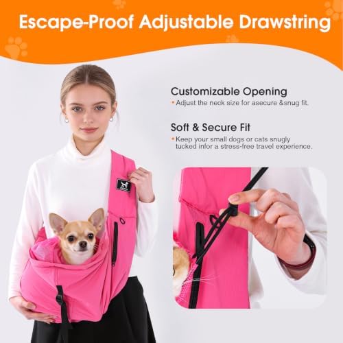 Dog Sling Carrier for Small Dogs & Cats 5-20 lbs, Adjustable Depth - Image 4