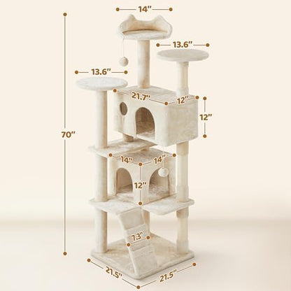 Yaheetech 70in Multi-Level Sturdy Cat Tree, Sisal Scratching Posts - Image 3