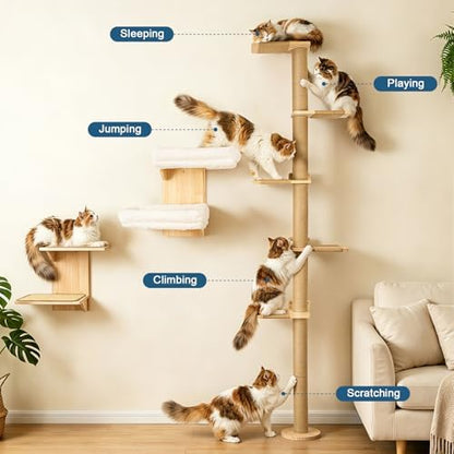 Wall Mounted 5-Tier Cat Scratching Post Tree - Image 3
