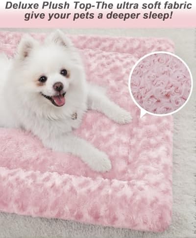 Exsnugy Washable Dog Bed Mat Medium Size Fluffy Pet Crate Pad 36x23 - Image 3