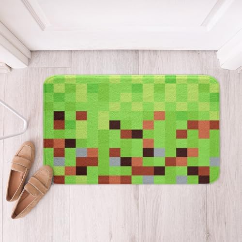 Manfei Pixelated Blocks Shaggy Absorbent Floor Mat Gamepad Miners Video Games - Image 3