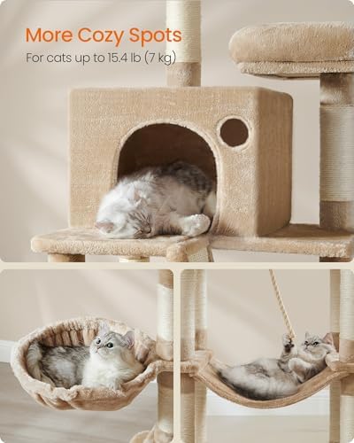 Feandrea Cat Tree, 81.1-in Large Cat Tower, Camel Brown - Image 4