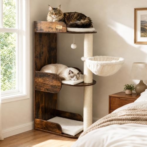 44.8in Modern Wood Cat Tree Tower - Image 3