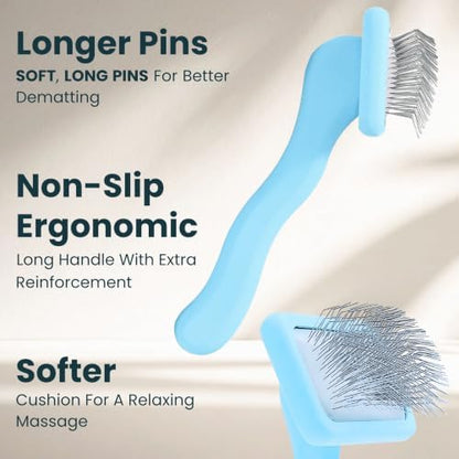 Pet Slicker Brush With Soft Massage Grooming Stainless Steel Pins - Image 2