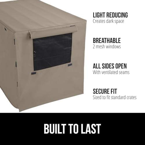 GORILLA GRIP Dog Crate Covers, Wire Kennel Topper, 36 in, Light Taupe - Image 2