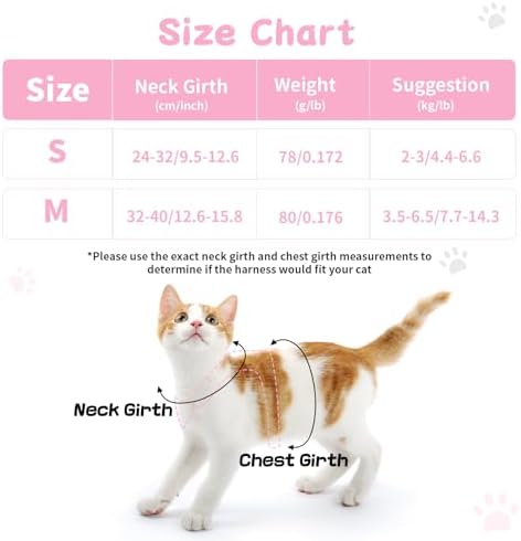 Cat Harness and Leash Set, Escape Proof Soft Vest Walk Pink Small - Image 2