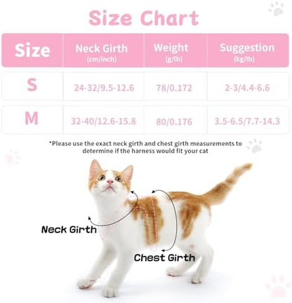 Cat Harness and Leash Set, Escape Proof Soft Vest Walk Pink Medium - Image 2