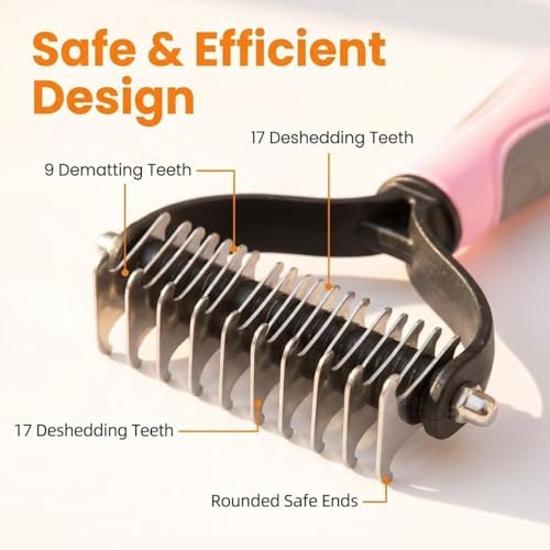 Pet Grooming Dematting Comb for Dogs & Cats, Double-Sided Undercoat Rake Brush - Image 4