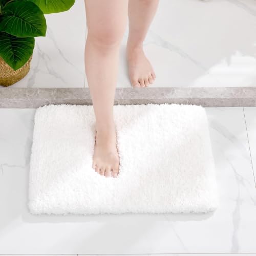 Disolla White Bathroom Rugs 17x24, Microfiber Non-Slip Plush Small Bath Mat - Image 2