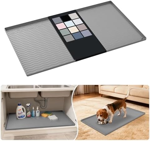 URMONA Waterproof Silicone Under Sink Mat, 37 x 22 in, Flexible Shelf Liner by URMONA