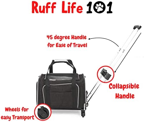 RUFF LIFE 101 Airline Approved Expandable Premium Pet Carrier on Wheels- Two - Image 3