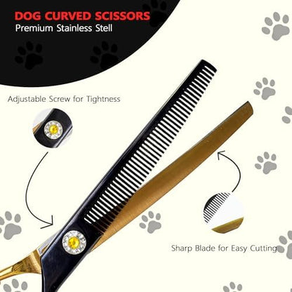 7" Curved Thinner Dog Scissor, Curved Blender Scissors, 48 Teeth - Image 3
