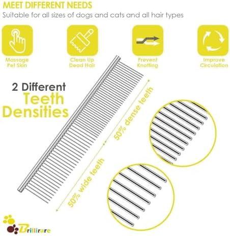 2 Pack Dog Grooming Comb Pet, Stainless Steel Cat Combs - Image 3