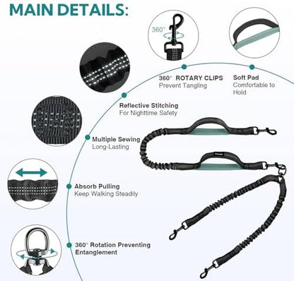 Hands Free Dog Leash 2 Dogs, Waist Leash - Image 7