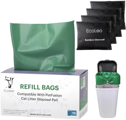 EcoLeo Compatible Liner Bags for Pet Waste Pail, Bamboo Charcoal Deodorizer Bags by EcoLeo