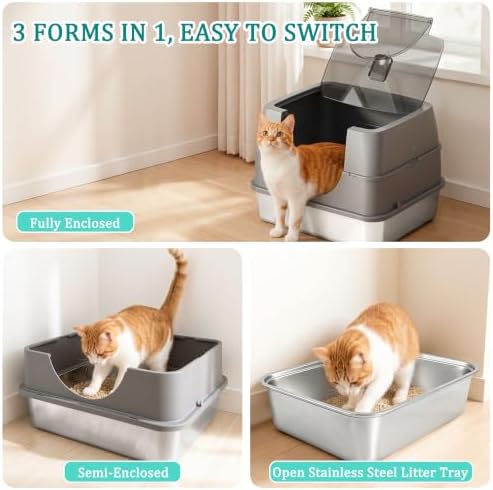Stainless Steel Enclosed Litter Box - Image 4