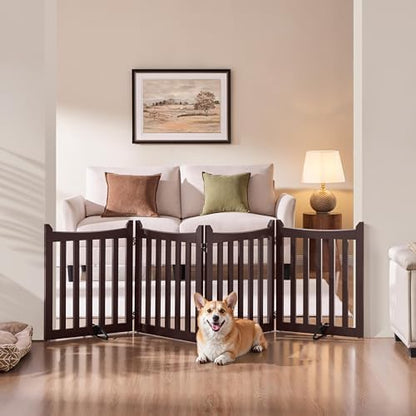 Yaheetech 24in 4-Panel Wooden Freestanding Pet Gate - Image 2
