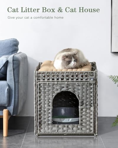 SETVSON Cat Litter Enclosure, Rattan PE Hidden Kitty House - Image 2