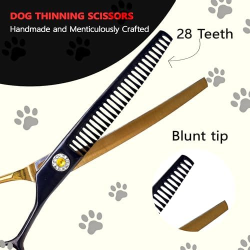 7" Curved Thinner Dog Scissor, Curved Chunker Scissors, 28 Teeth - Image 5