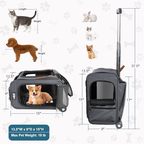 EliteField Deluxe Rolling Backpack Dog & Cat Carrier - Image 4