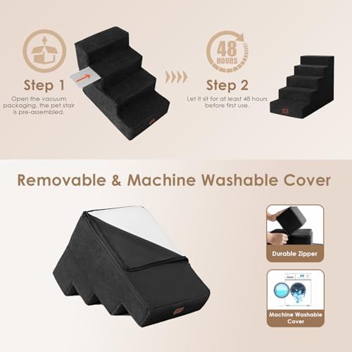 EHEYCIGA Dog Stairs for High Bed 22.5" H, 5-Step Dog Steps - Image 6