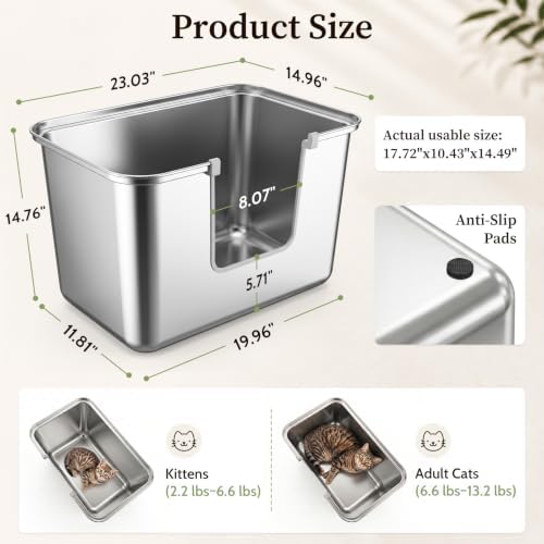 304 Stainless Steel Litter Box for Cats - Image 2