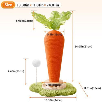 Cute Cat Scratching Post, Carrot Cat Scratcher Post - Image 4