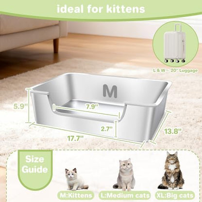 2-Pack Low Entry Litter Box for Senior Disabled & Injured Cats, Stainless Steel - Image 6