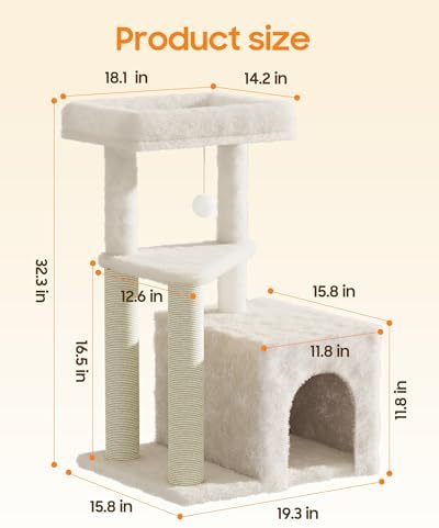 Cat Tree Tower for Indoor Cats, 33 Inches Multi-Level Cat Condo - Image 4
