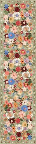 Green Floral Hallway Runner Rug 2'6"x14 - Image 2