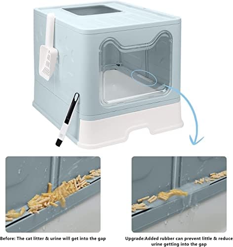 Foldable Cat Litter Box with Lid, Enclosed Potty, Large Top Entry - Image 4