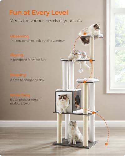 Feandrea Cat Tree, 65-Inch Multi-Level Tower - Image 3